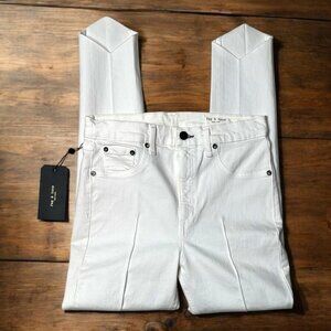 NWT Rag & Bone High Rise Ankle Skinny Jeans In White Manson Size 28